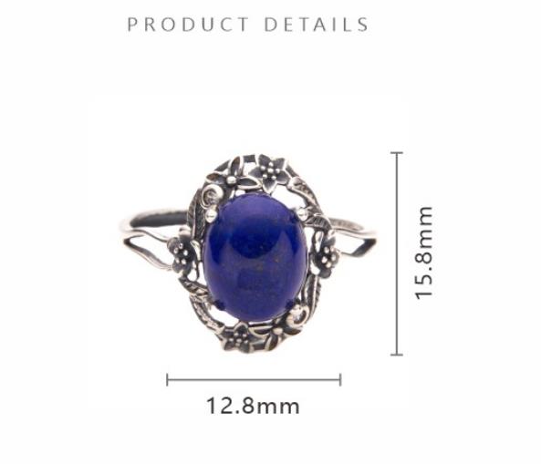 S925 Sterling Silver Natural Lapis Lazuli, Rose Quartz, Green Chalcedony, and Colorful Gemstone Thai Silver Ring